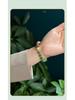 Hetian Grüner Jade & Sandelholz Perlenarmband mit 925 Silber Gott des Reichtums Anhänger