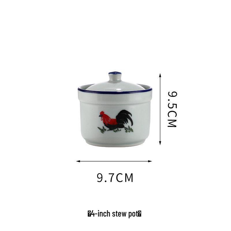 Keramik-Retro-Hahnschüssel - Nostalgisches Kampfhahn-Design