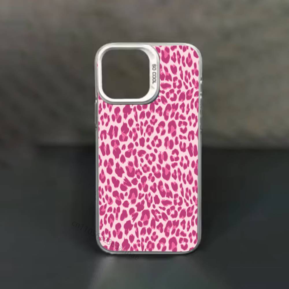 Coque de téléphone cool Tigre Rose Léopard Pour iPhone 17,16,15,14,13,12,11,Pro,Max,Plus,Mini,X,XS,XR,8,S,SE Coque Noire Souple