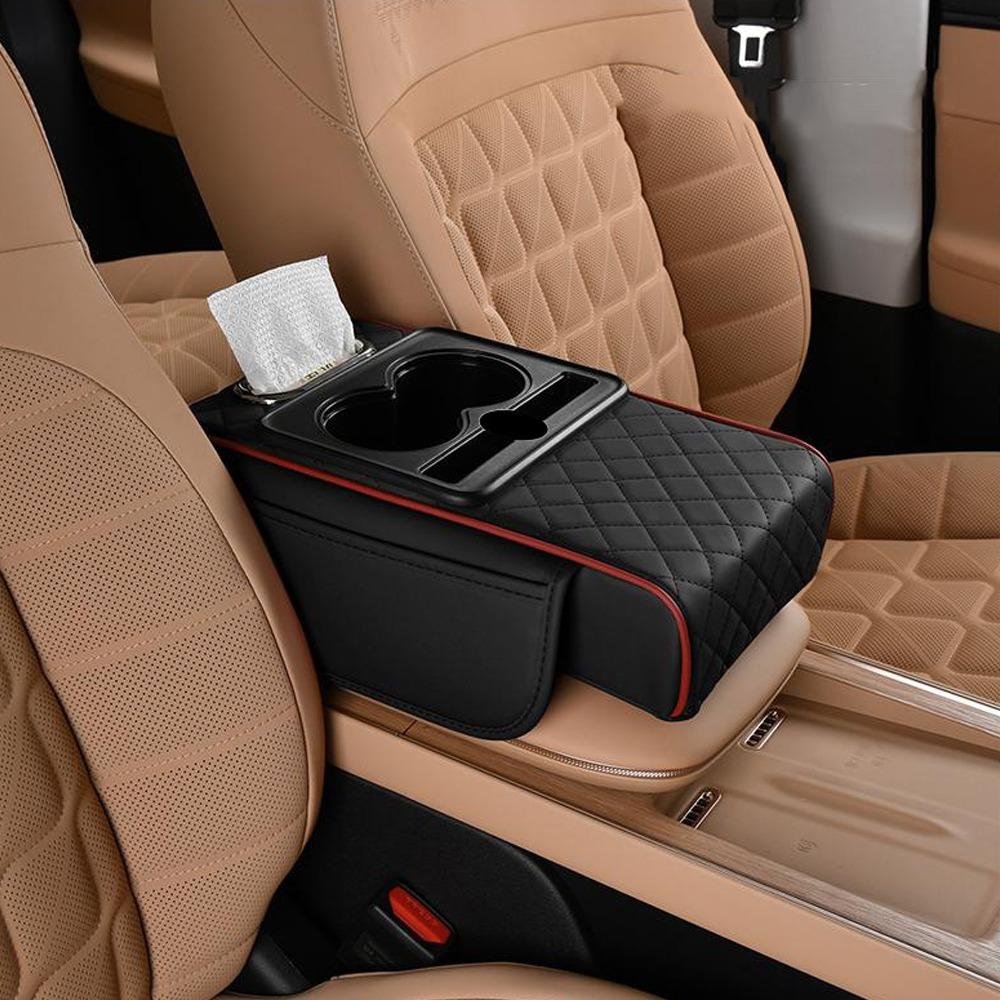 

Multifunctional Center Console Armrest Cushion Portable Storage Box Car Armrest Pillow Universal красный/чёрный