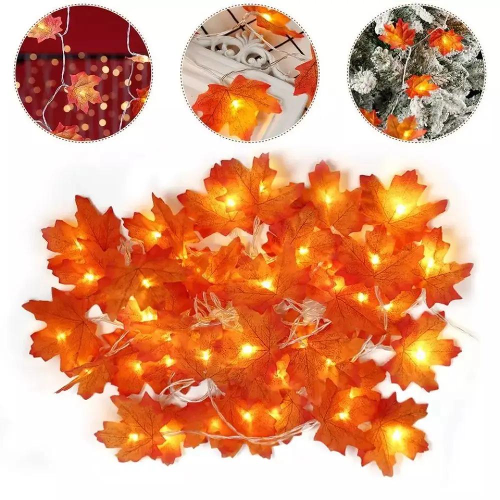 High Quality 3M String Lights Party Decor Outdoor Maple Leaves Lamp Halloween Garden Decor Lamp