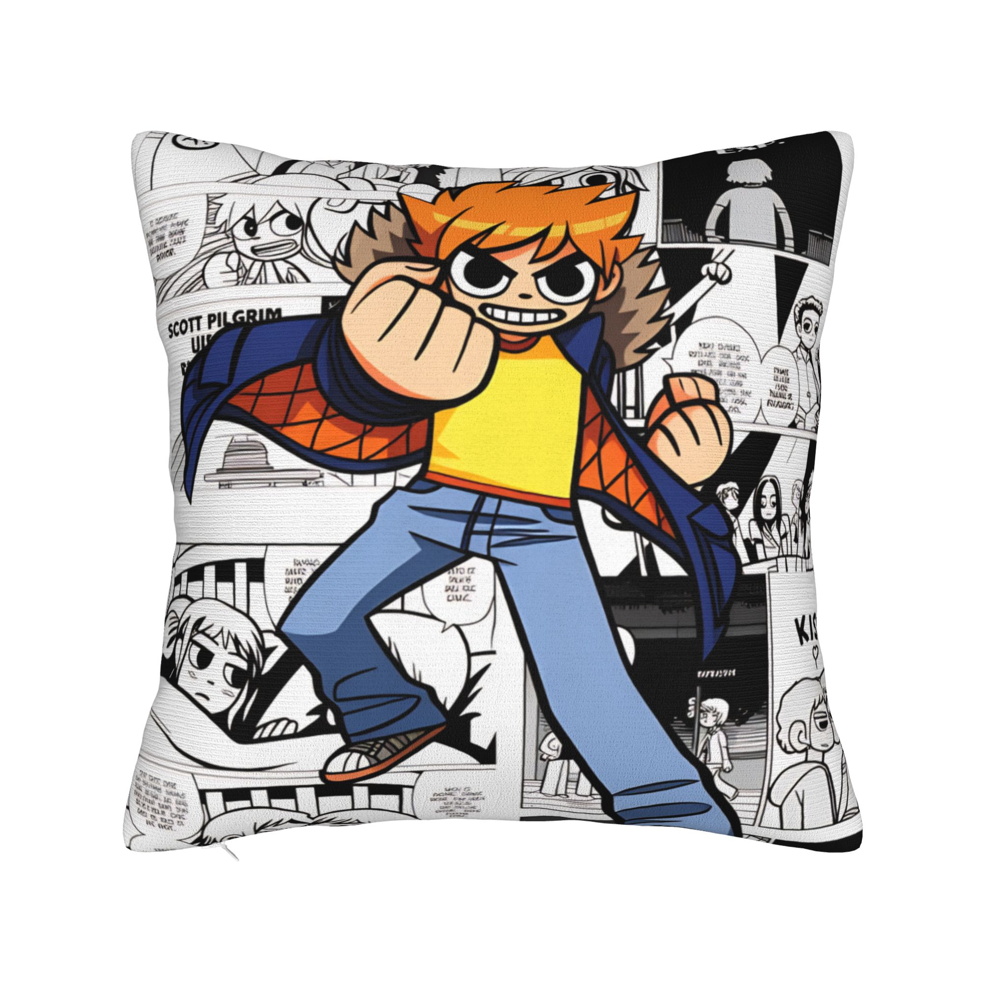 

Scott Pilgrim Vs The World Anime Pillowcases Retro Trendy Pillow Case For Living Room Bed Chair Soft Pillow Cover 30cmx30cm
