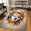 Pittsburgh Steelers3 Flannel Pattern Square Carpet,Area Rug,Carpet Rug for Living Room Bedroom Sofa Playroom Decor,Non-slip Floor Mat