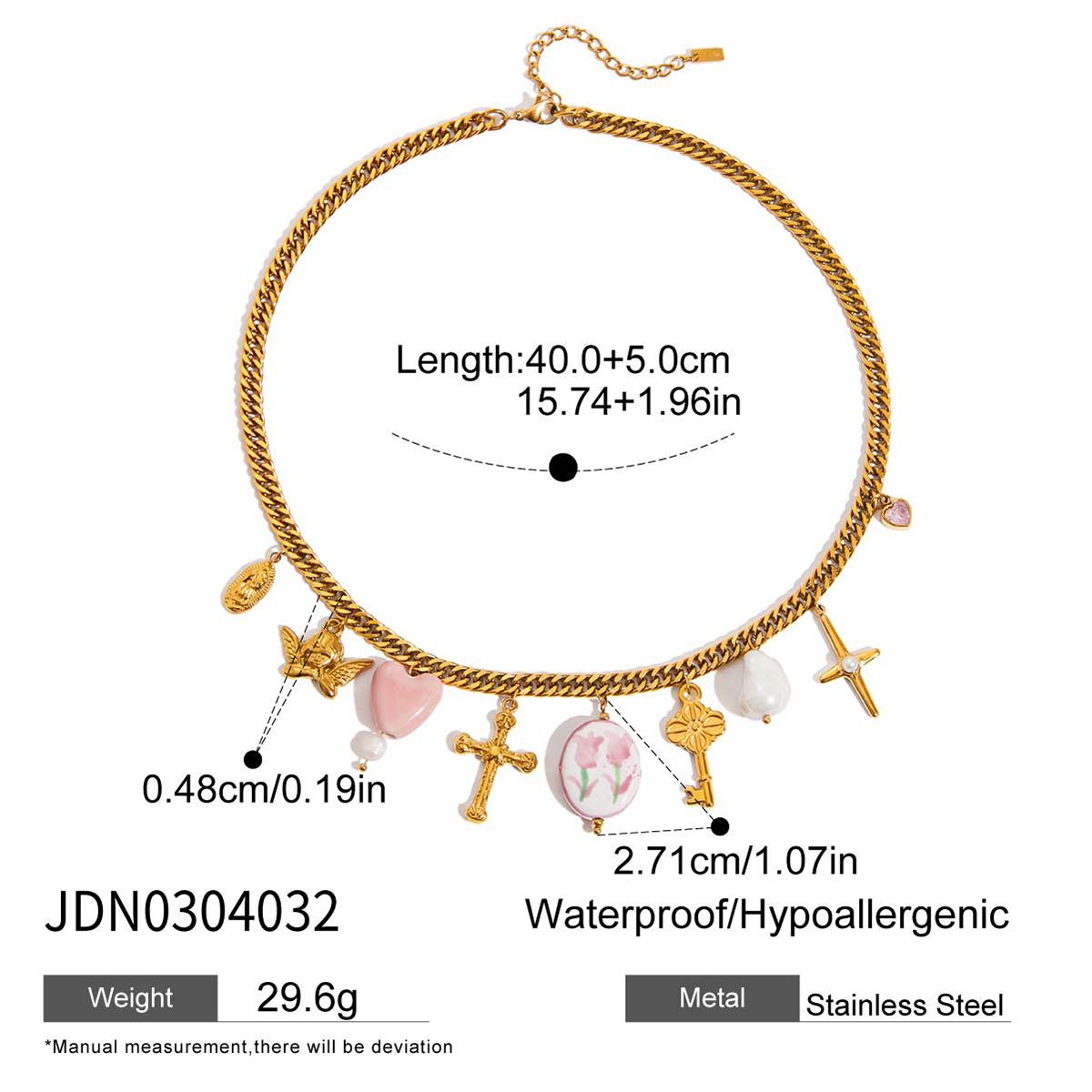 

Youthway Fashions Women S Stainless Steel Gold Color Plated Necklace Cross Multi-Element Pendant Necklace