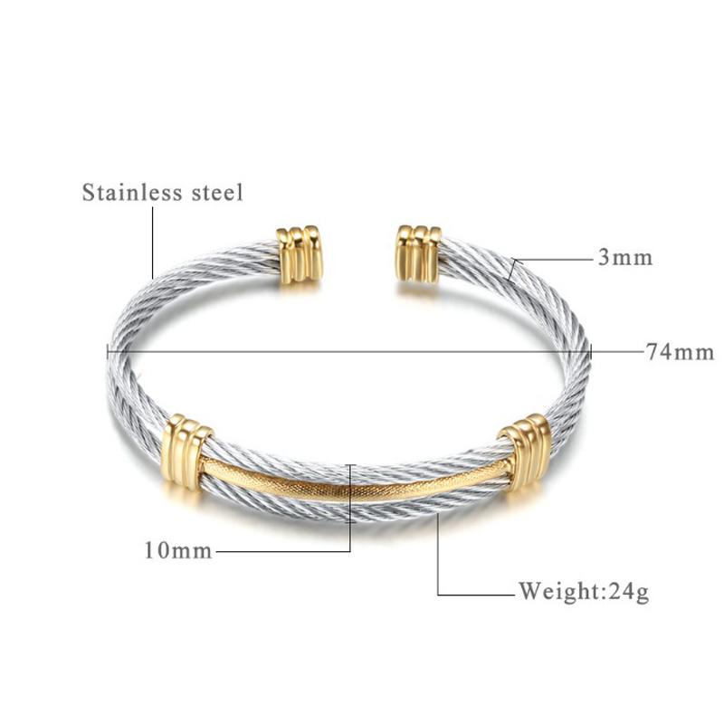 Luxury Wire Knot Men Bracelet Hip Hop Women Stainless Steel Open Cuff Jewelry