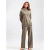 Autumn and Winter New Sweater 2piece Set for Women Lazy Style Loose High-neck Suit for Women Fashionable Casual Wide-leg Pants