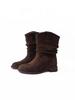 Sheepskin Version~ Sun Qian's Same Pleated Stacking Boots 2025 New Thick-heeled Maillard Mid-tube Western Boots, Thin Boots