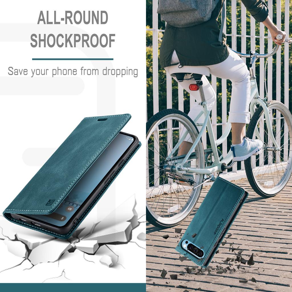 For Google Pixel 9 Pro XL Wallet Case AUTSPACE A01 Leather Stand Cover with RFID Blocking Card Holder