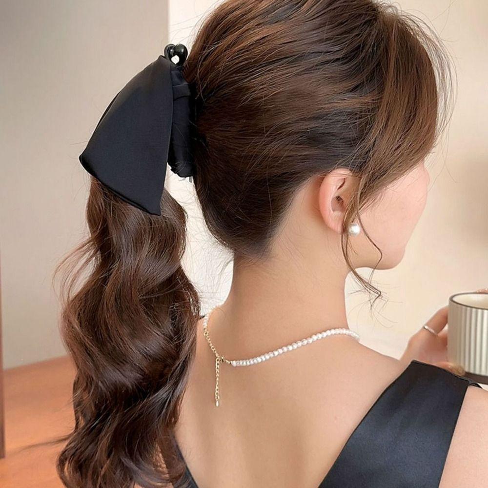 Hairpin Cloth Banana Clip Bow Bowknot Hair Clip Cute Vertical Clip  Women