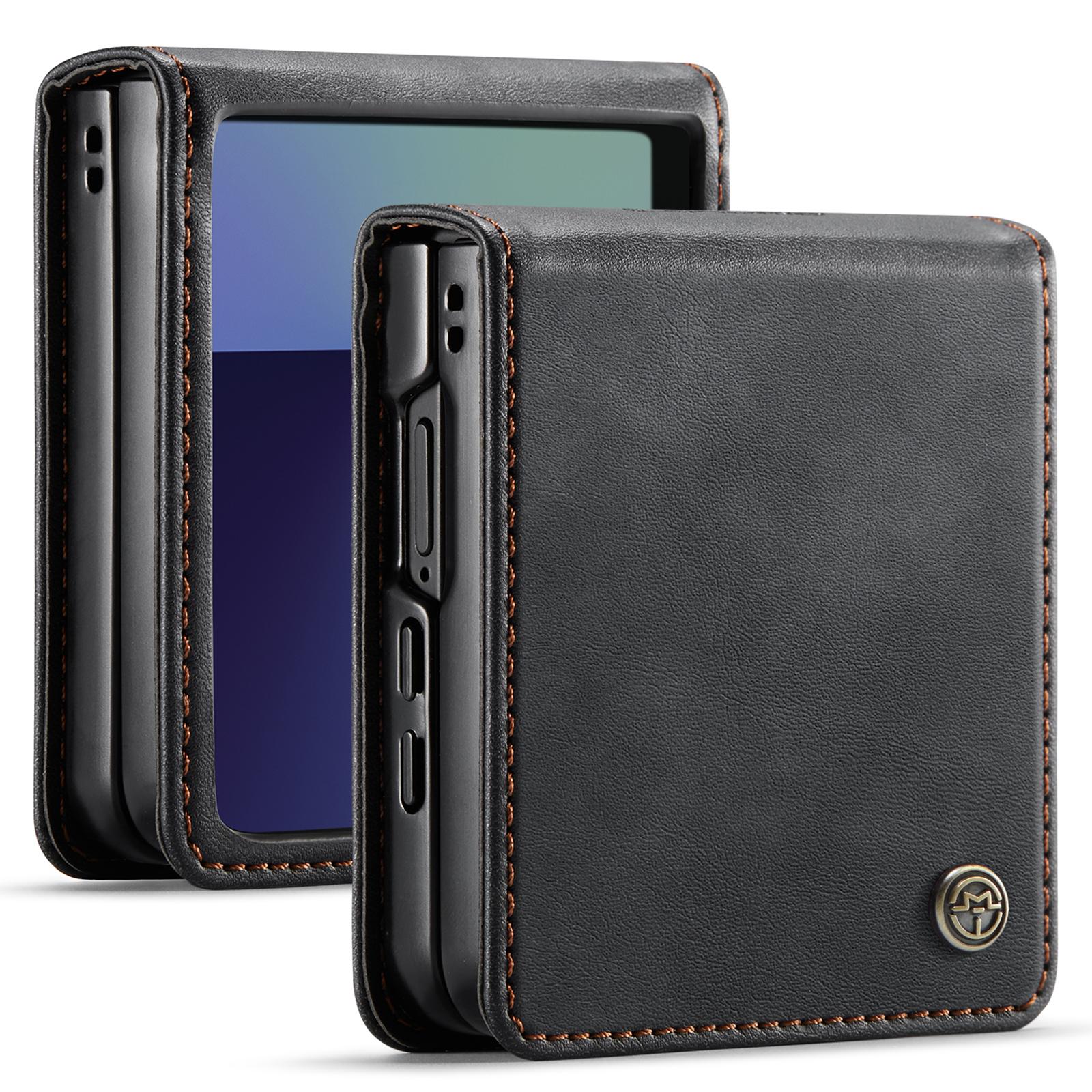 

Ультратонкий шкіряний чохол-книжка для Samsung Galaxy Z Flip 7 Capa Протиударний чохол Funda For Galaxy Z Flip 7 чорний