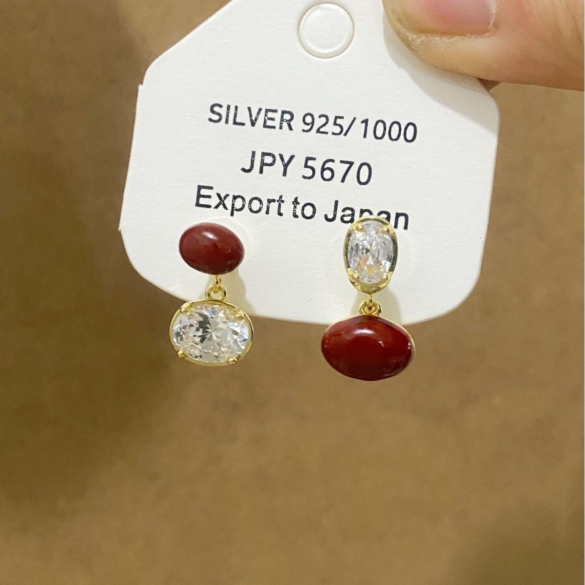 Elegant Asymmetrical Wine Red Zirconia Beaded Earrings: Retro Hong Kong Style for Women