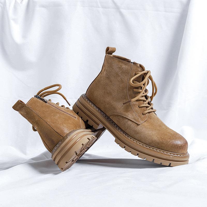 Hochwertige Herren Chelsea Boots Echte Leder Stiefeletten für Herren Trendige Motorradstiefel High-Top Wander-Arbeits-Freizeit Herrenstiefel