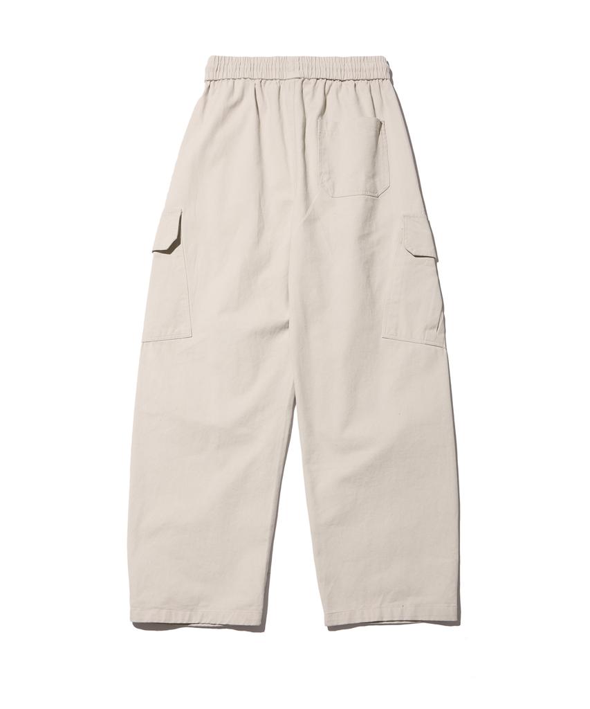 CREAM SODA LAB Diagonal Cut Field Parachute Cargo Pants Ivory