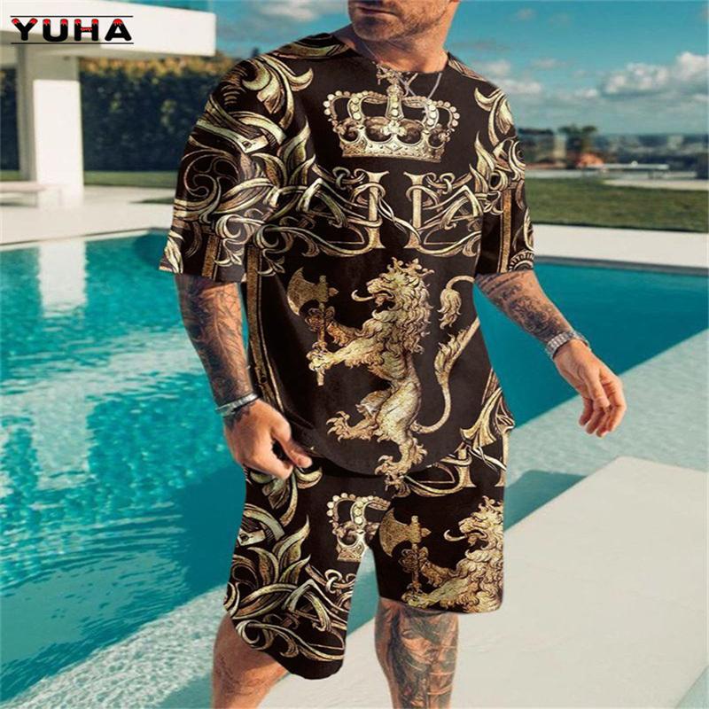 Neueste Männer T Shirt Set 3D Druck Coole männer Kleidung Outfits Casual Strand Shorts Anzug Straße Beliebte Trainingsanzug 2 stück S
