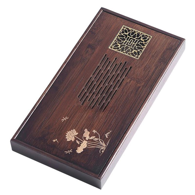 Water Storage Tea Tray, Household Bamboo Chinese Kung Fu Tea Tray, Bamboo Tea Table, Trays Decorative 32X15X5CM