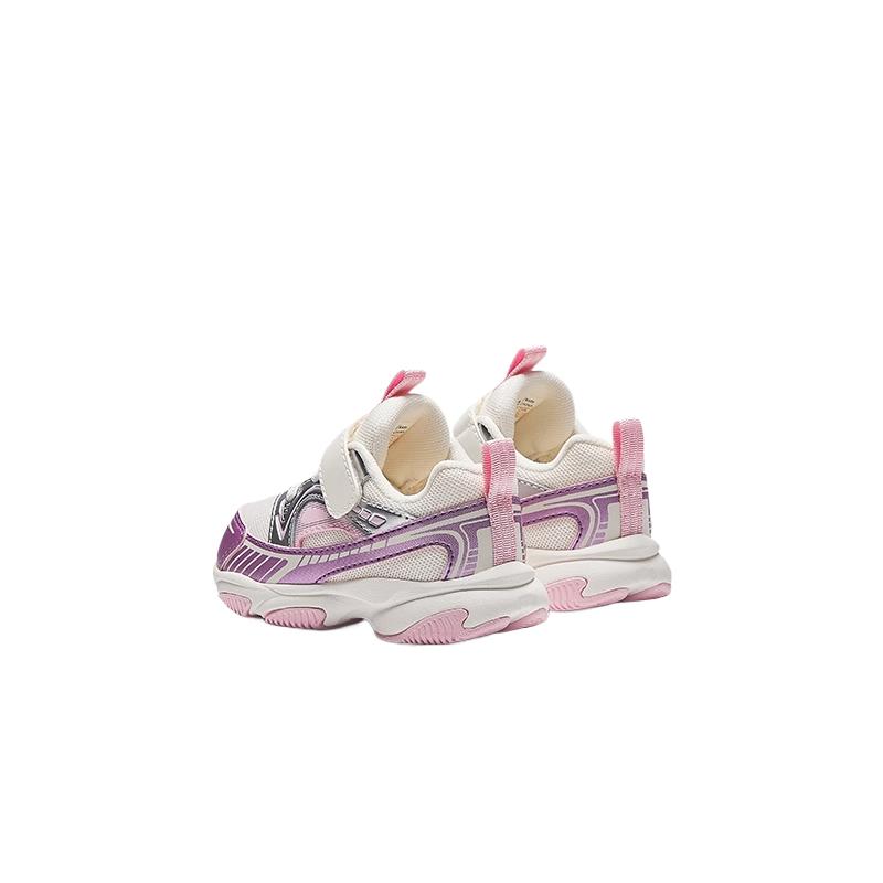 Anta Comfortable Fashionable Casual Non-Slip Shock Absorbing Low-Top Walking Shoes Baby Shoes Ivory-White Purple Silver 322510021-4