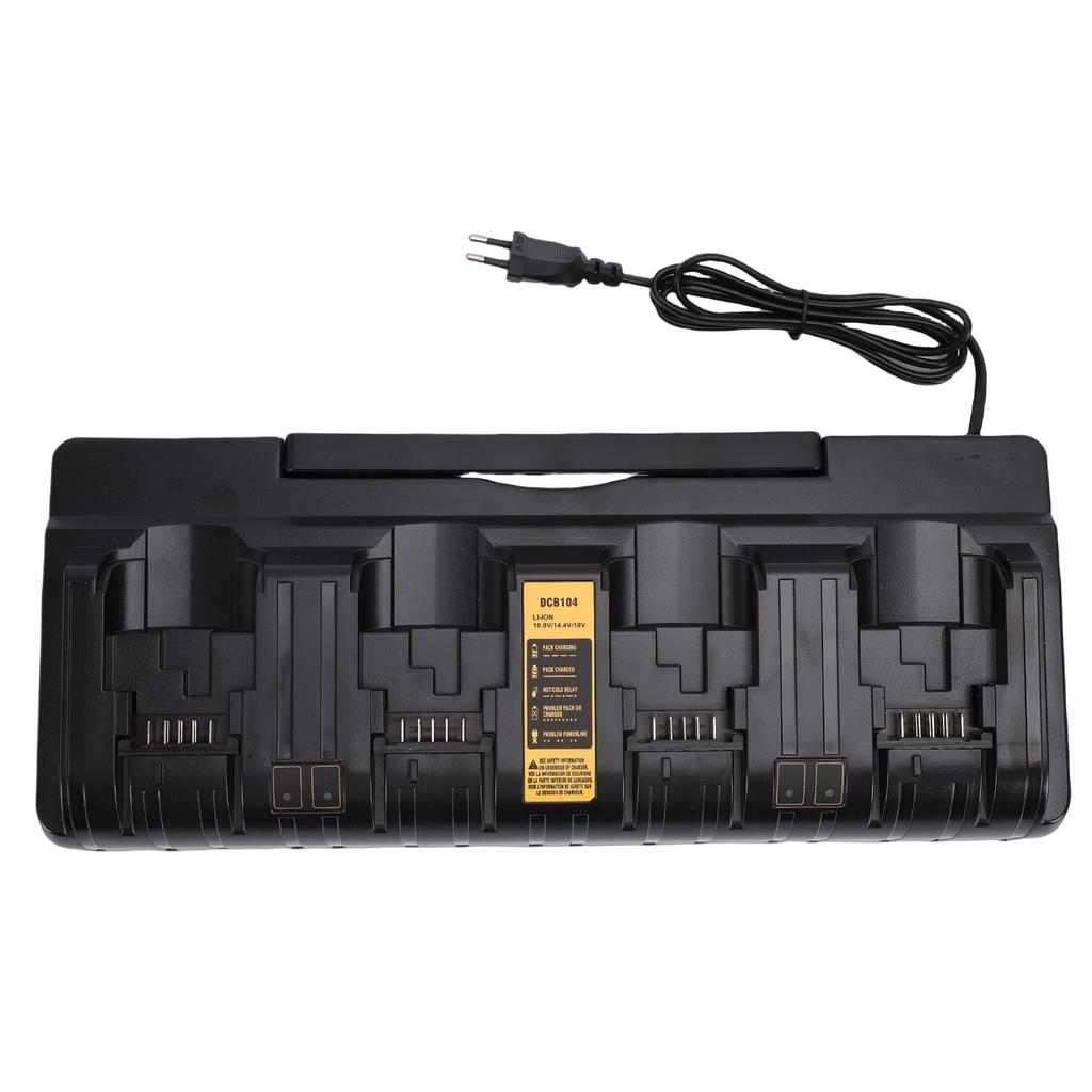 4 Port Power Tool Battery Charger Fit for DCB104 DCB127 DCB182 DCB184 DCB200 Lithium Ion Battery Charging Station Black
