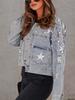 Giacca di Jeans Strappata Ricamata con Perline - Stile Europeo e Americano, Cappotto Largo da Donna