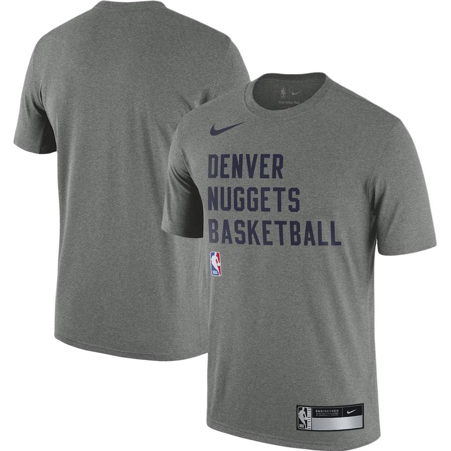 Nike Nba Denver Nuggets Logo Print Crew Neck Training T-Shirt Men T-Shirt Gray FJ0173-063