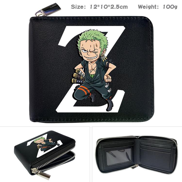 One Piece Anime Reißverschluss PU Geldbörse Luffy Aufdruck Kurzes Münzfach Kartenhalter