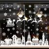 2026 New Static Christmas Window Stickers White Santa House Scene Non-Trace Removable Decals for Glass Home Party Decor