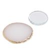 Nail Art Polish Palette Glass Resin Gilded Edges Nail Art Makeup Mixing Tray for Nail Salon DIY Enthusiasts 2pcs