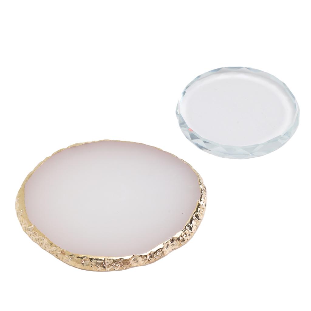Nail Art Polish Palette Glass Resin Gilded Edges Nail Art Makeup Mixing Tray for Nail Salon DIY Enthusiasts 2pcs