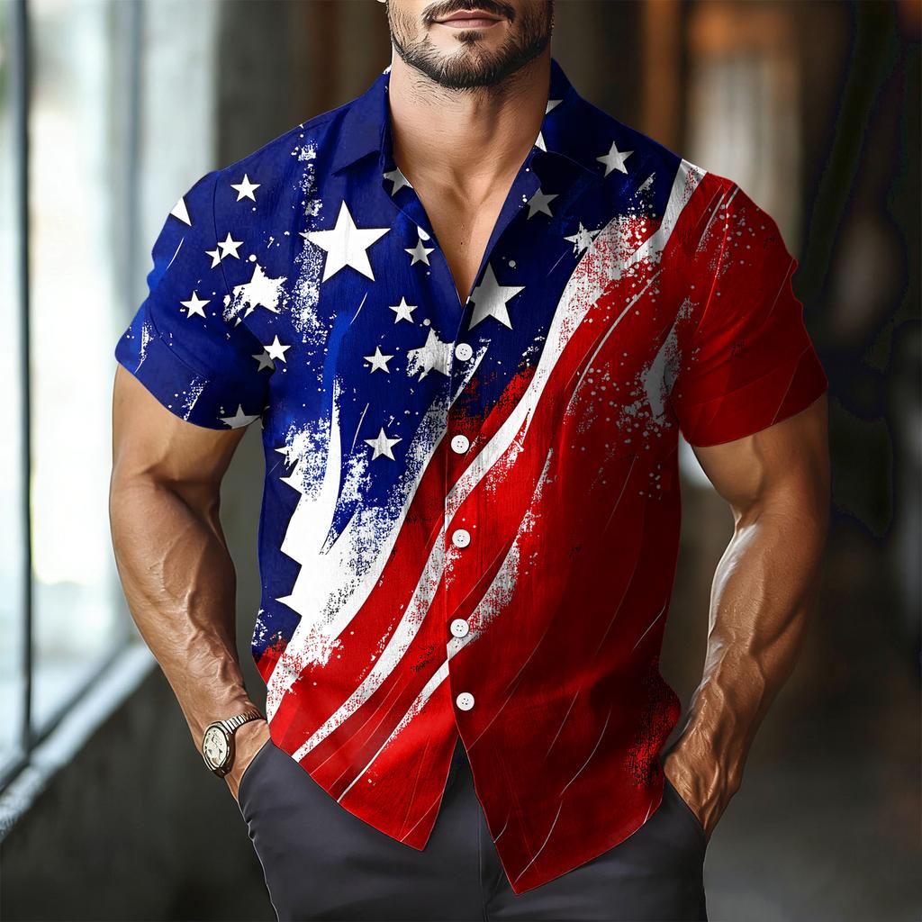 Men's Casual Short-Sleeve Collared Shirt