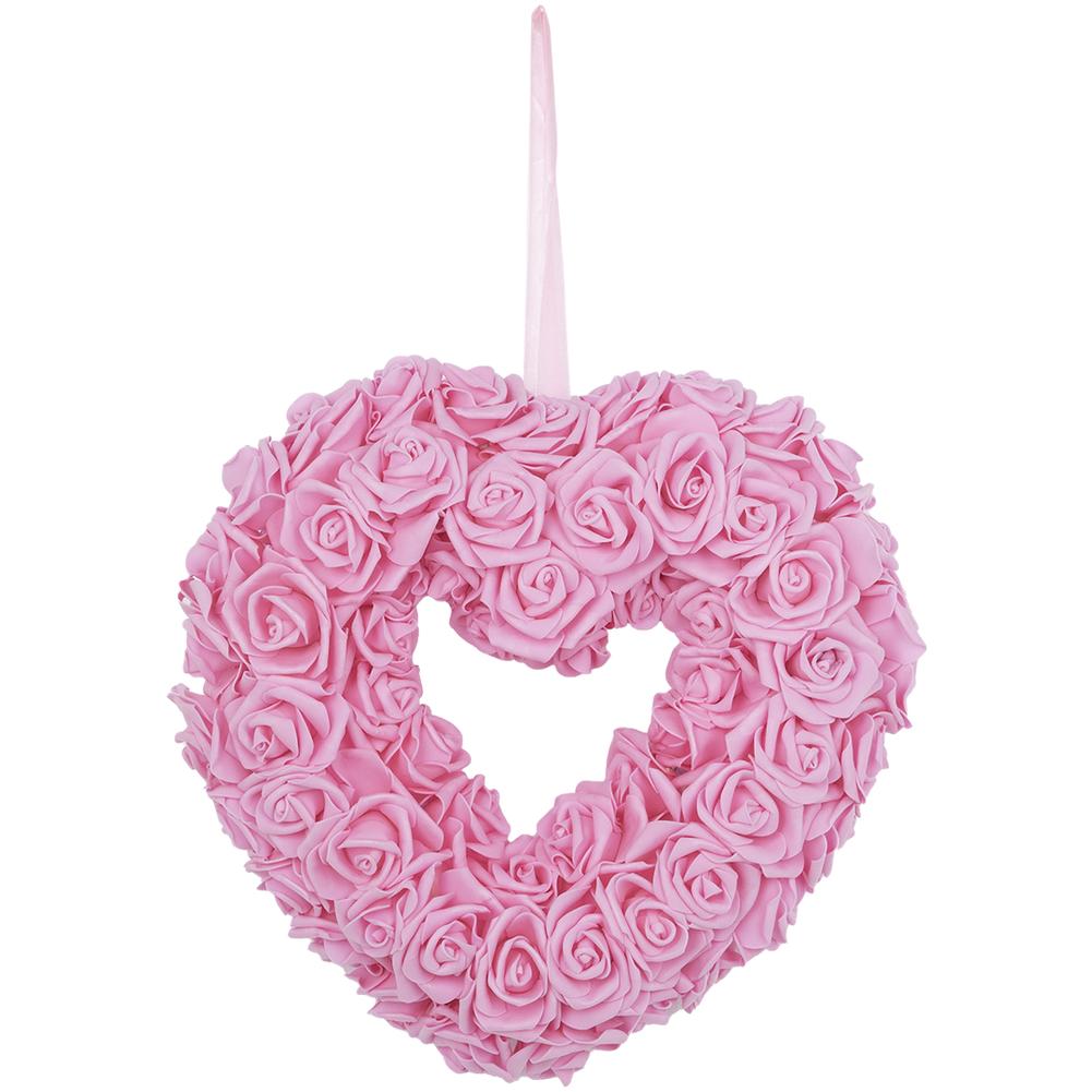 Valentine Heart Shaped Wreath for Door Hanging Wedding Proposal and Party Decor with Long Lasting Plastic and Foam Materials