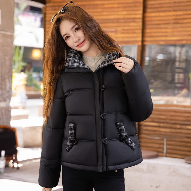 New Winter Cotton-padded Clothes Women's Short Splicing Fragrant Cotton-padded Clothes Fashionable Foreign Style with Cotton-padded Jacket