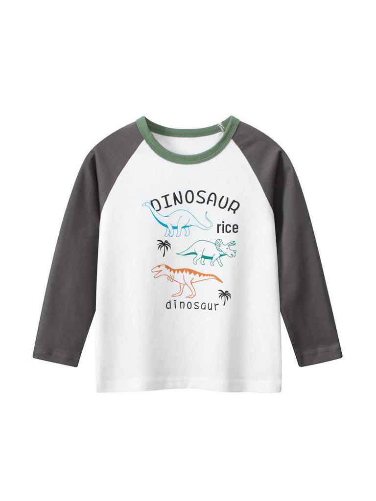 27kids Koreanisches Herbst-Dinosaurier-Langarm-T-Shirt für Jungen und Babys