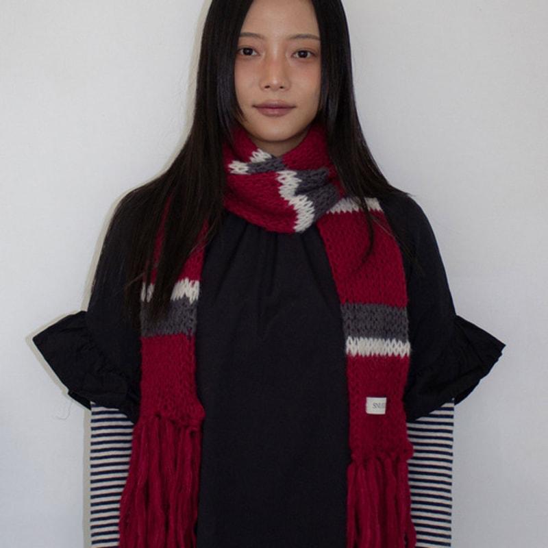 

SNUGGIEST Hairy Stripe Muffler [Wild Berry] Wild Berry