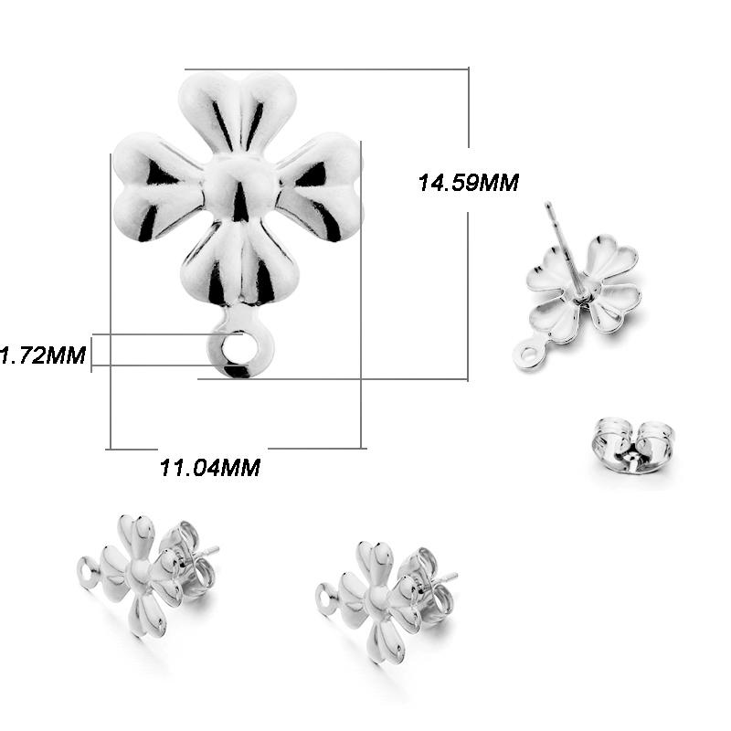 10Pcs/Lot Stainless Steel Earring Base Geometric Leaves Earrings Stud with Hole Connectors for DIY Jewelry Making Accessories