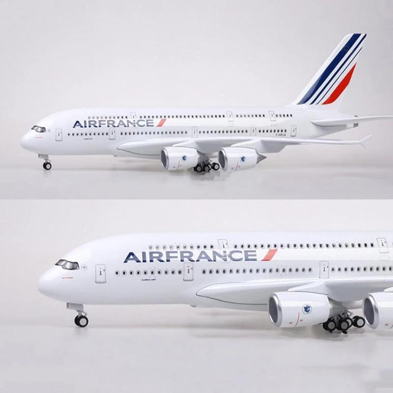47cm Aircraft Model Air France A380 Airlines Model Plane Airplane Resin Diecas Simulation Static Passenger Material Aviation