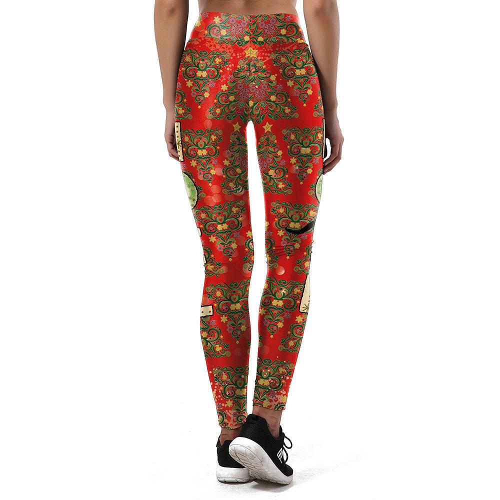 European and American women's clothing Christmas women's print sports fitness yoga sports leggings