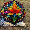 1PC Lotus Mandala Umbrella-8-Rib Reinforced, Automatic Open, Lightweight & Durable, Cute Fashion Accessory for Outdoor, Beach, or Casual Use, Beach Um