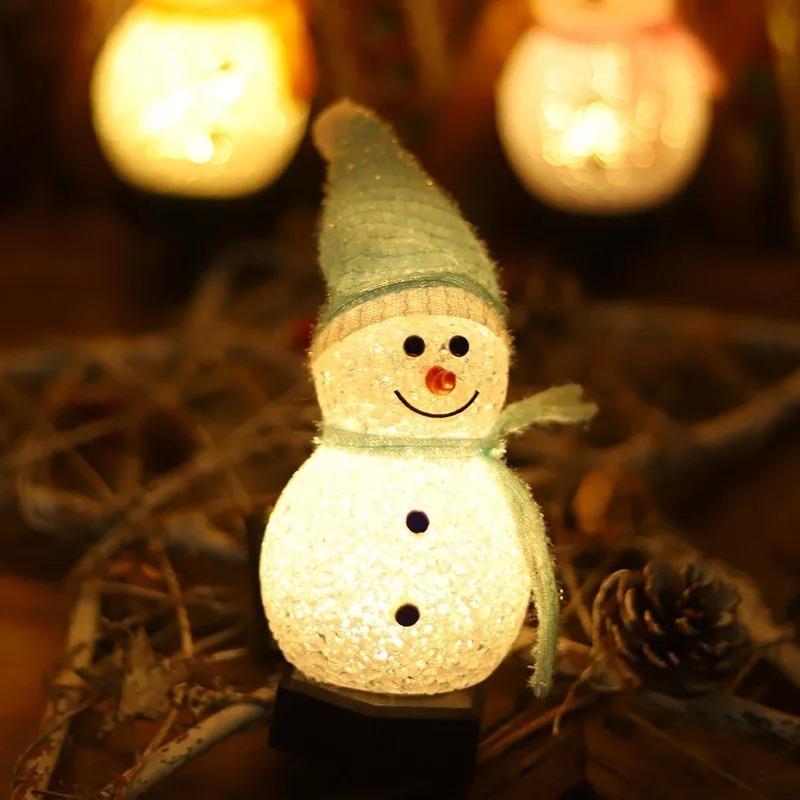 LED Snowman Solar Garden Light Outdoor Waterproof Ground Stake Lamp Solar Powered Pathway Lights for Christmas Lawn Yard Patio Holiday Decor