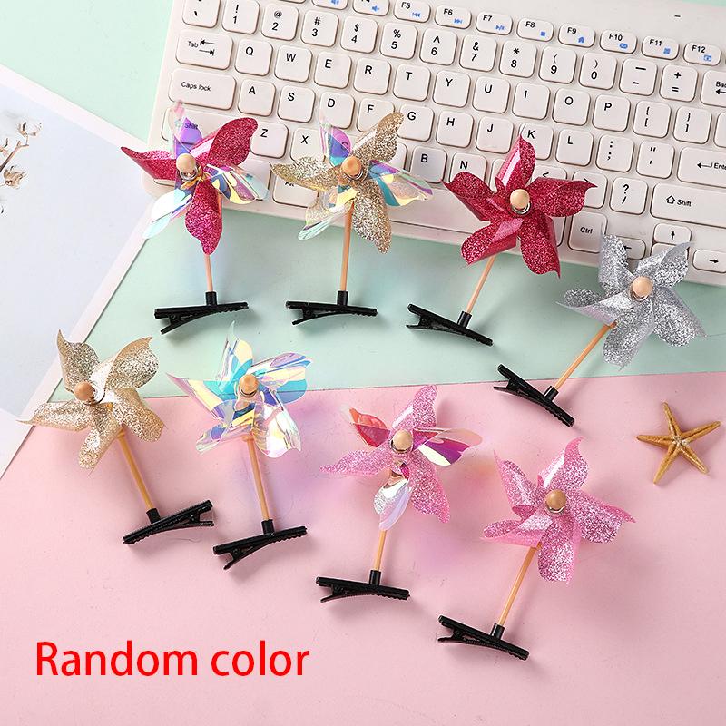 Kids Sequin Hair Clip Summer Funny Children's Hairpin Cute Cartoon Windmill Hair Clip