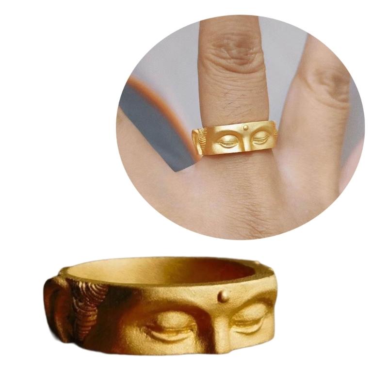 Buddhas Half Face Shaped Rings Adjustable Open Rings Finger Rings Decoration Elegant Jewelry Accessory for Parties