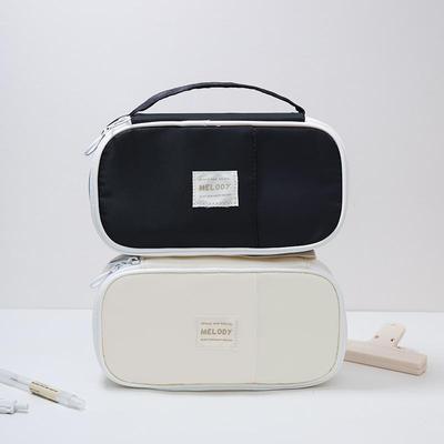 Einfaches Design Bleistifttasche Federmäppchen Macaron-Farbe Multi-Netztasche Einschubfach Tragegriff Aufbewahrungstasche für Schreibwaren Schule