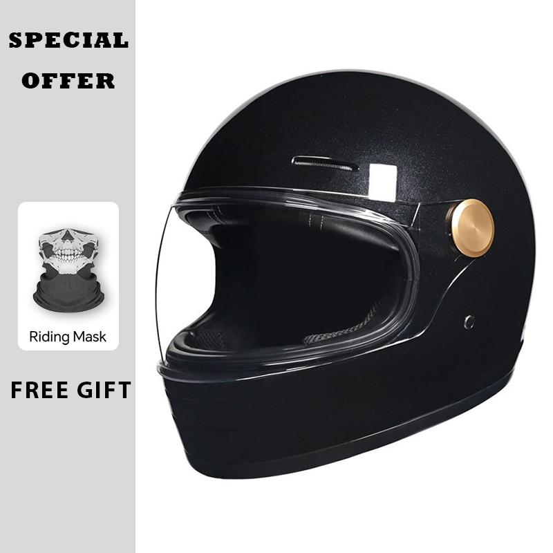 Retro Full Face Motorcycle Helmets DOT Certified Safety Protection Men Woman Unisex Classic Design Leather Full Helmet ABS Shell