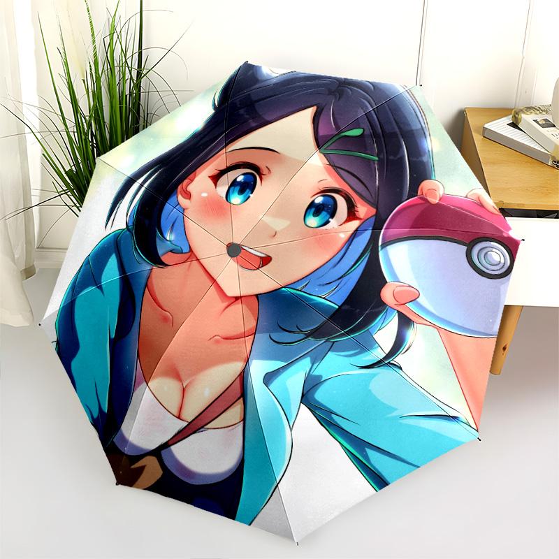 Pokémon Characters Pattern, Automatic Folding Umbrella, Portable and Foldable Design, 8 Ribs, a Christmas or Birthday Gift.