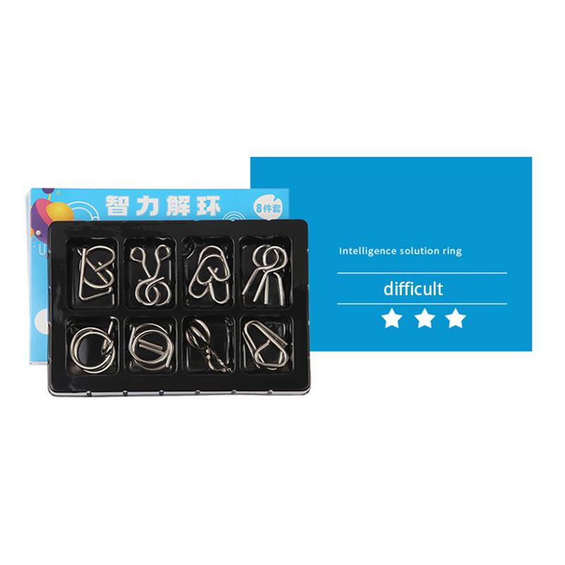 Metal Ring IQ Mind Brain Teaser Puzzles Intelligence Buckle Sets Unlock Logic Game Decompression Anti-Stress Toys for Adults Kid