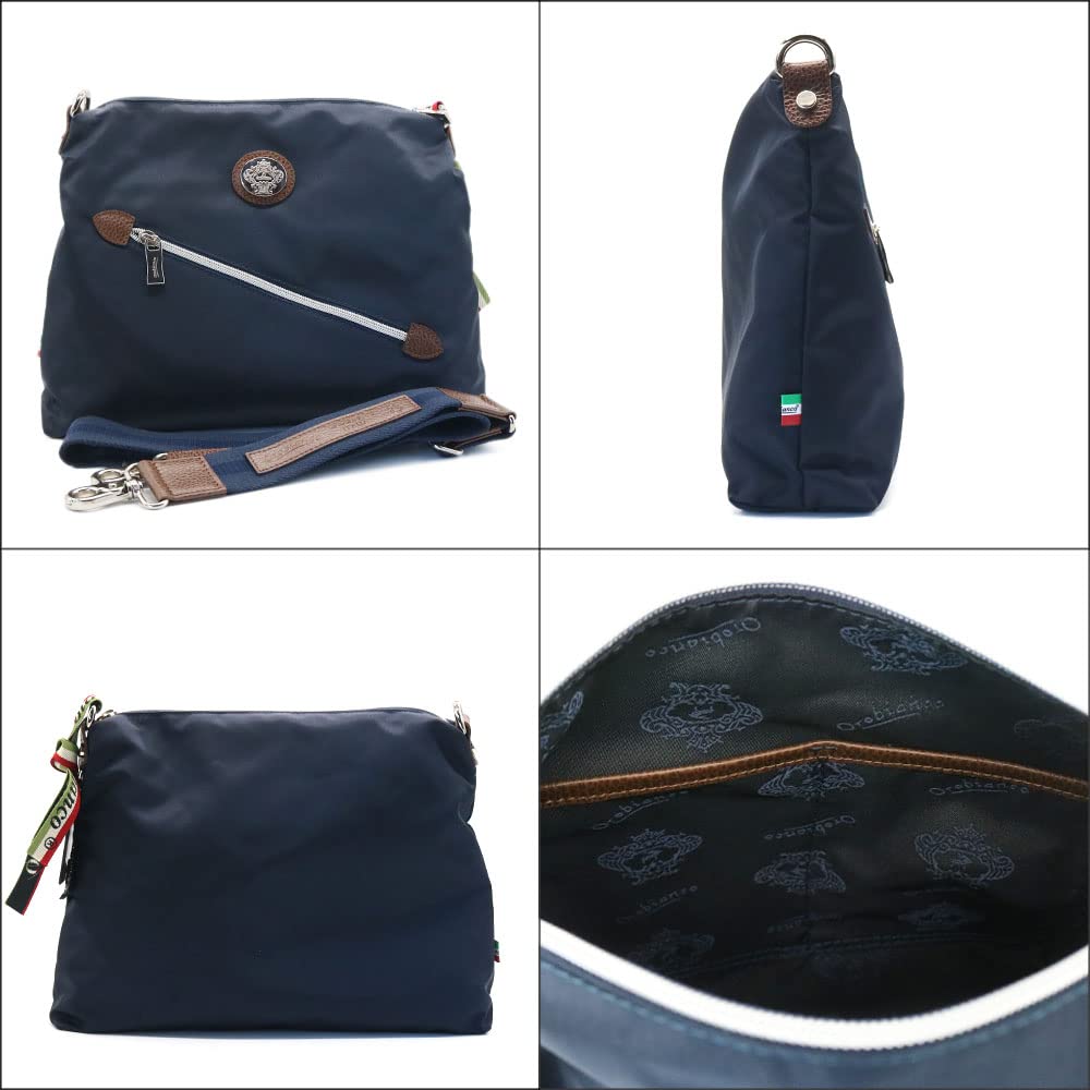 Orobianco IKONIKO-C 01 NYLON DOLLARO 2-Way Shoulder Bag In Limonta Nylon (Made In Italy) - Men's Body BagClutch Bag (Blue SCURONavy)