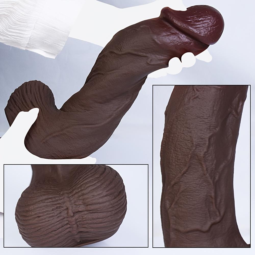 Extra Large Realistic Brown Dildo, Soft Liquid Silicone Sex Toy with Strong Suction Cup, Hands-Free G-Spot and Anal Pleasure for Women and Couples