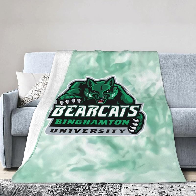 Binghamton University Logo Fleece Blanket, Very Soft Microfiber Flannel Blanket for Couch Warm and Cozy for All Seasons 40 x30  чёрный