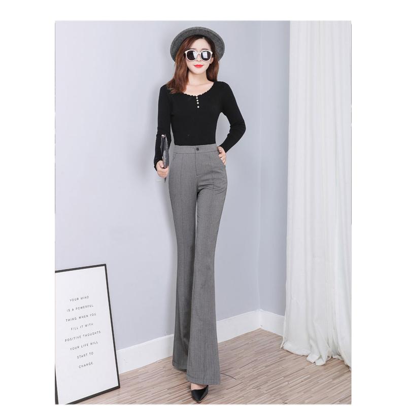 OL Office Workwear Summer High Waist Women's Wide Leg Capris Suit Pants for Women Skinny Flare Pants Woman Trousers Black