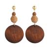 Brown Wooden Drop Earrings Flower Beads Dangle Earrings New Woven Tassel Earrings  Beach