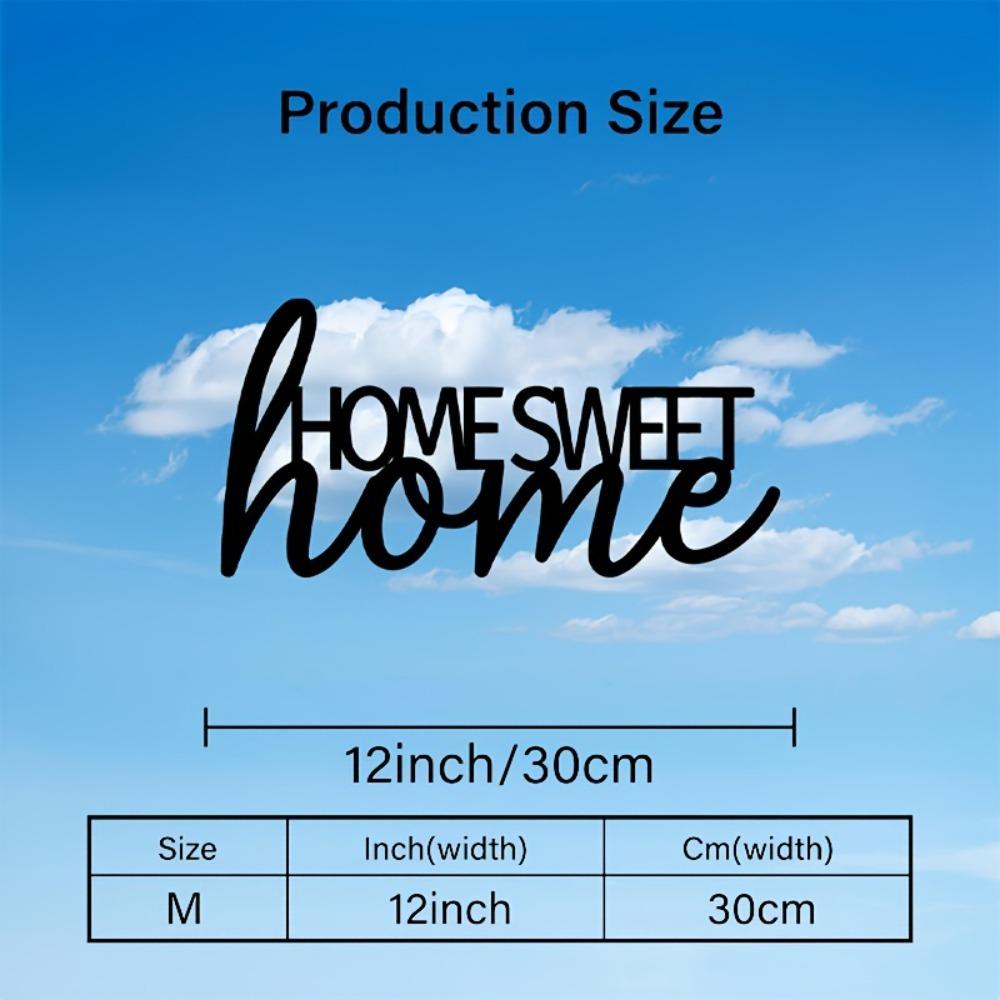 1pc 2D Flat Home Sweet Home Metal Wall Art Black Modern Decorative Plaque Living Room Bedroom Entryway Decor