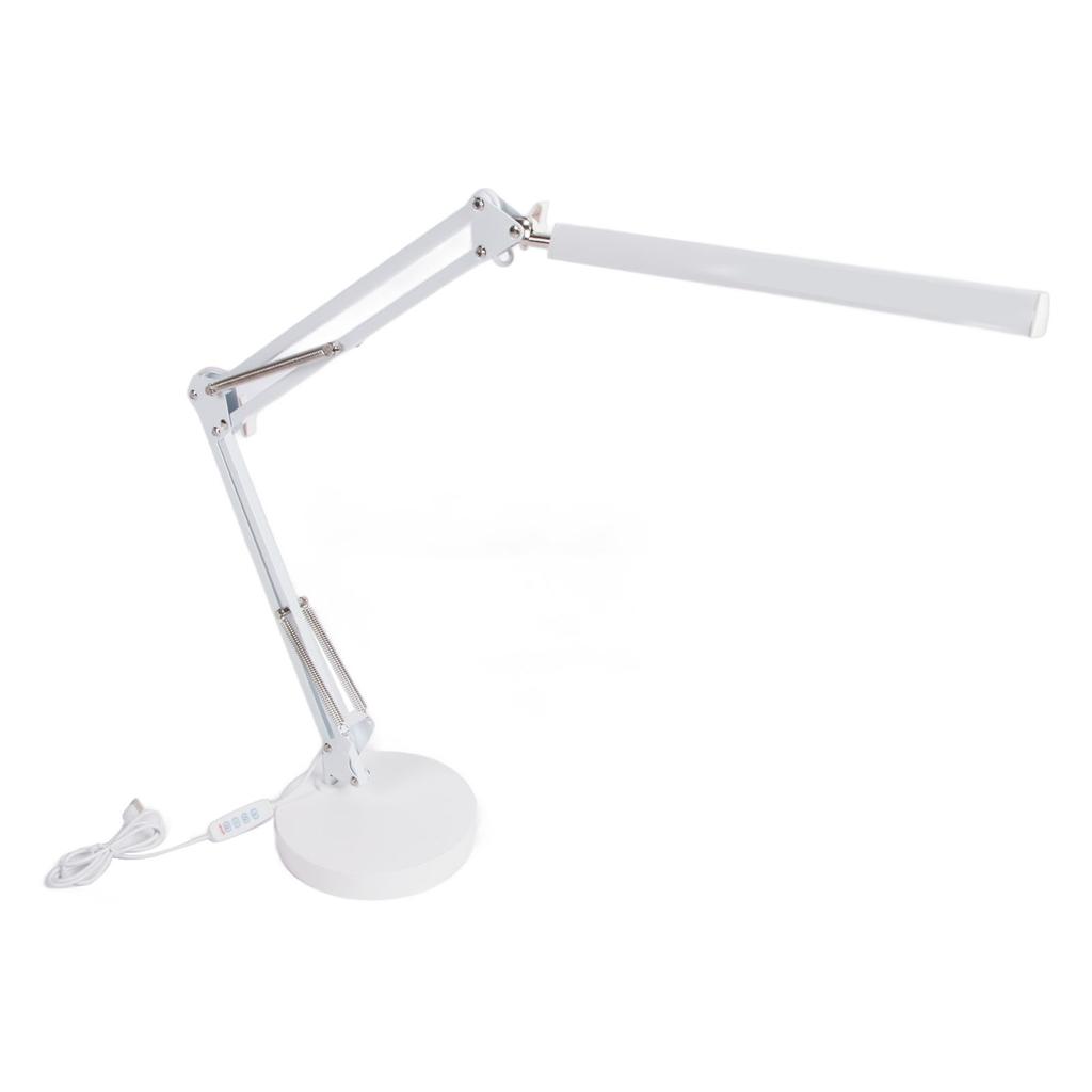 Swing Arm Desk Lamp USB Folding Eye Caring Multi Joint LED Table Lamp with Round Base White
